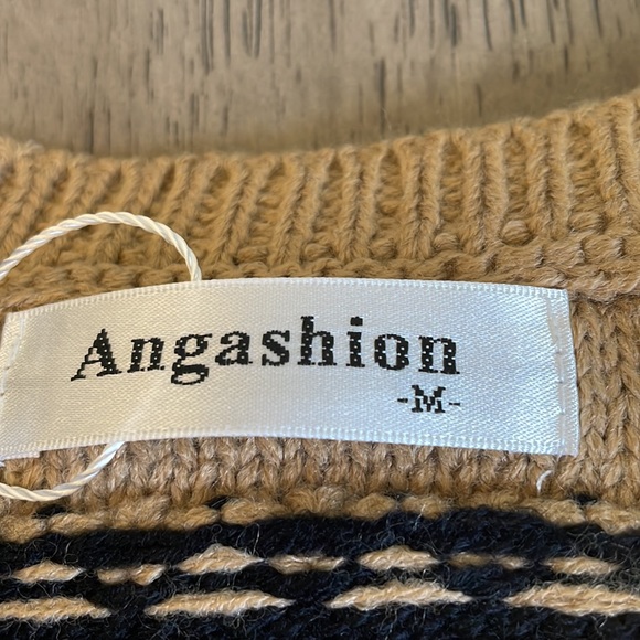 Angashion Women’s Sweater - Brown Striped - Picture 3 of 6
